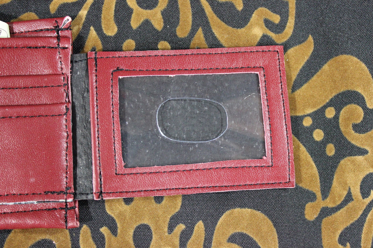 Classic Men's Wallet in Burgundy Leather - view 4
