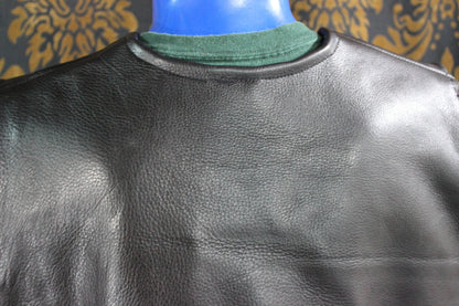 Black Leather Western Style Ringed and Lined Vest - view 4