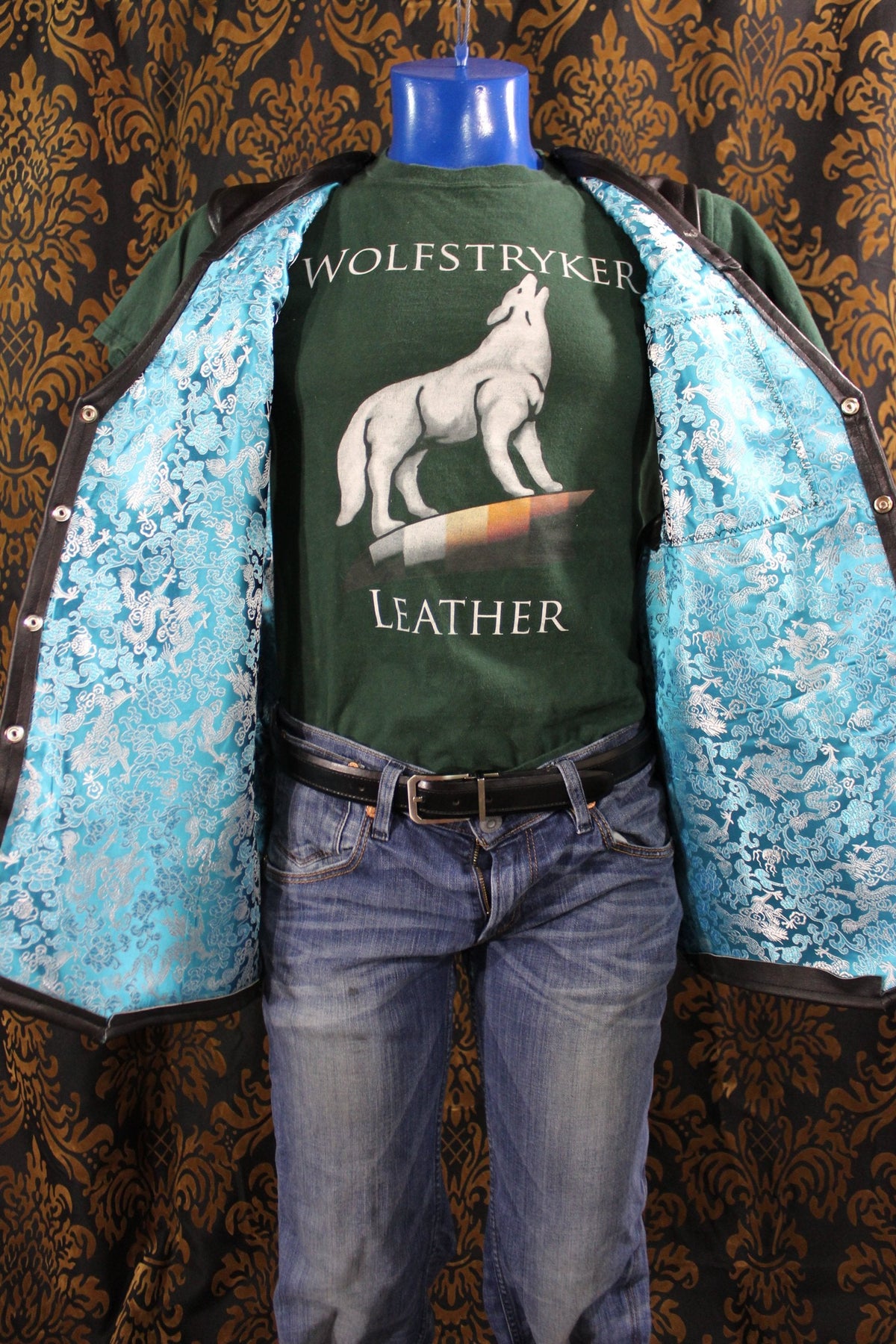 Black Leather Western Style Ringed and Lined Vest - view 3