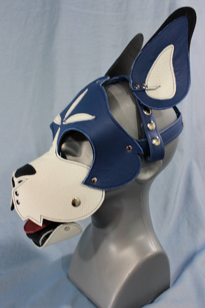 Blue and White Boxer Hood with Studded Whiskers - view 3