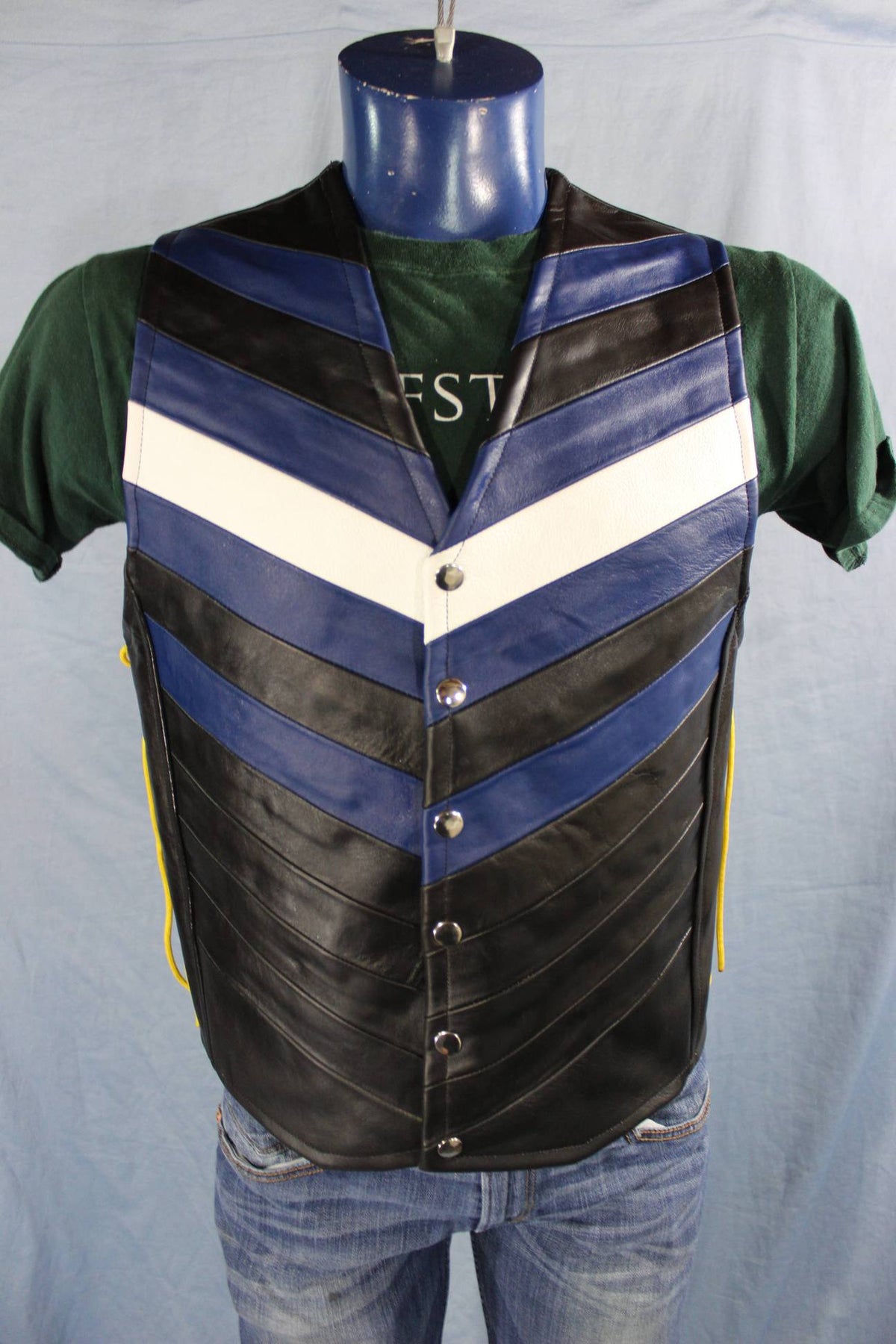 Chevron Pride Flag Leather Vests - front view