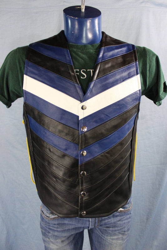 Chevron Pride Flag Leather Vests - front view