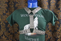 Classic Gray Extended X Harness, Soft Leather Strapping - front view