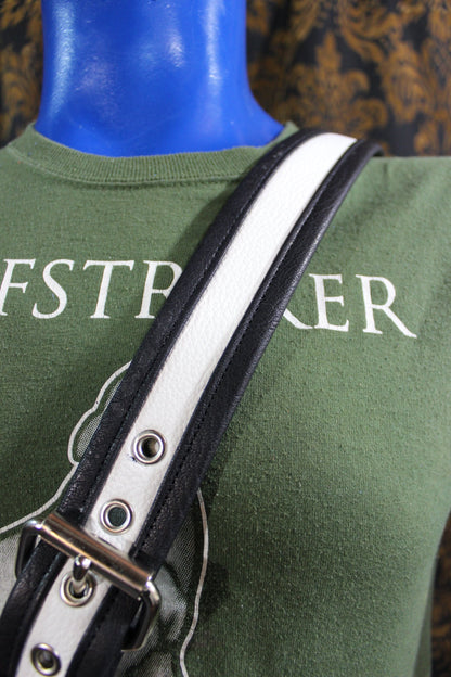 Soft Black and White Leather Sam Browne Belt - view 3
