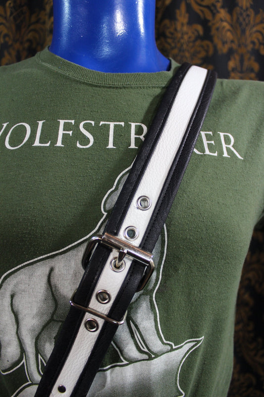 Soft Black and White Leather Sam Browne Belt - view 2
