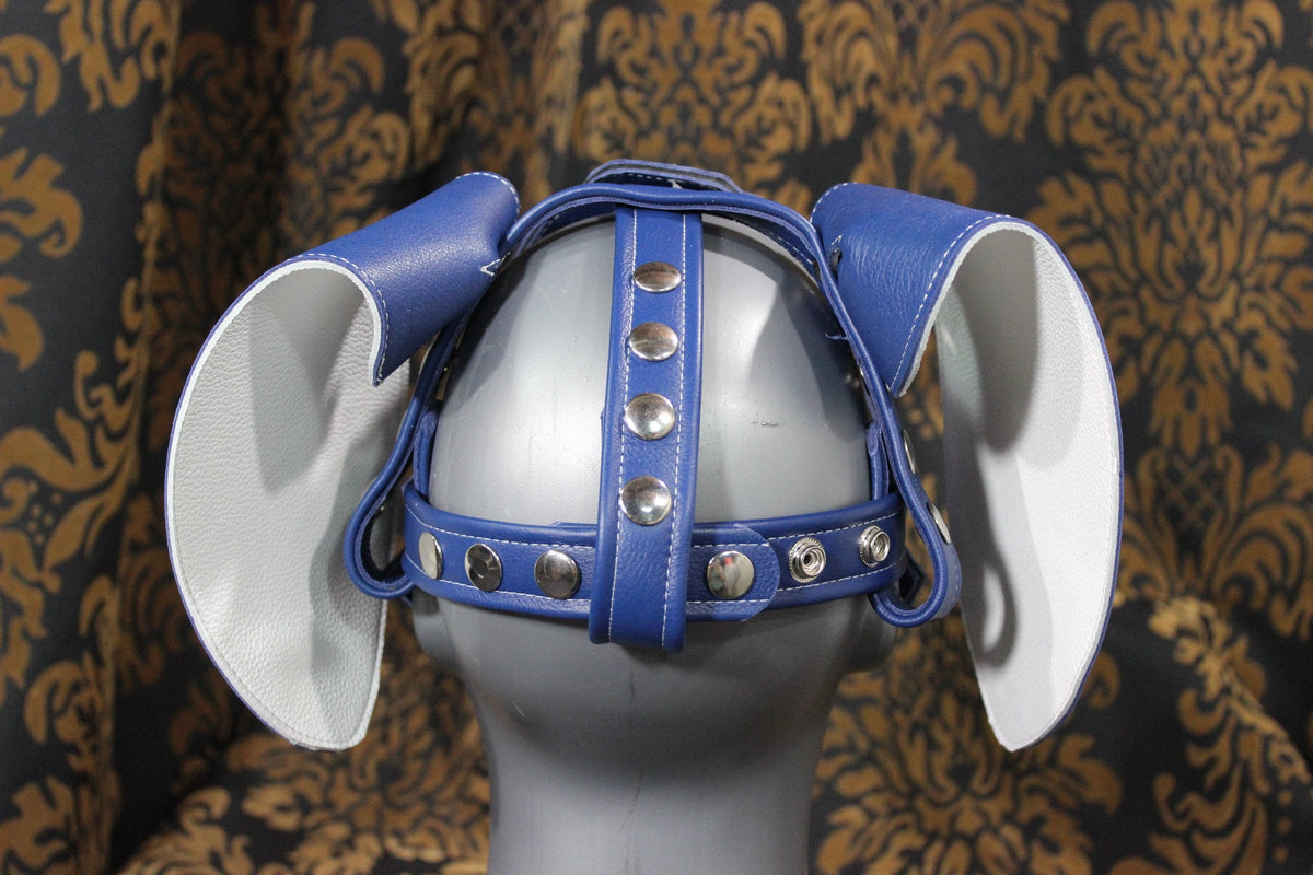 Basset Hound Style Pup Hood in Blue and White - view 3