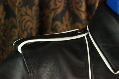 Formal Leather Short Sleeve Shirt with Piping - view 3