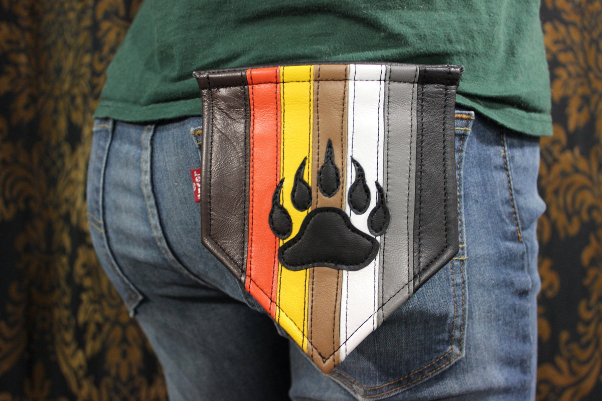 Bear Pride Leather Pocket Flag - front view