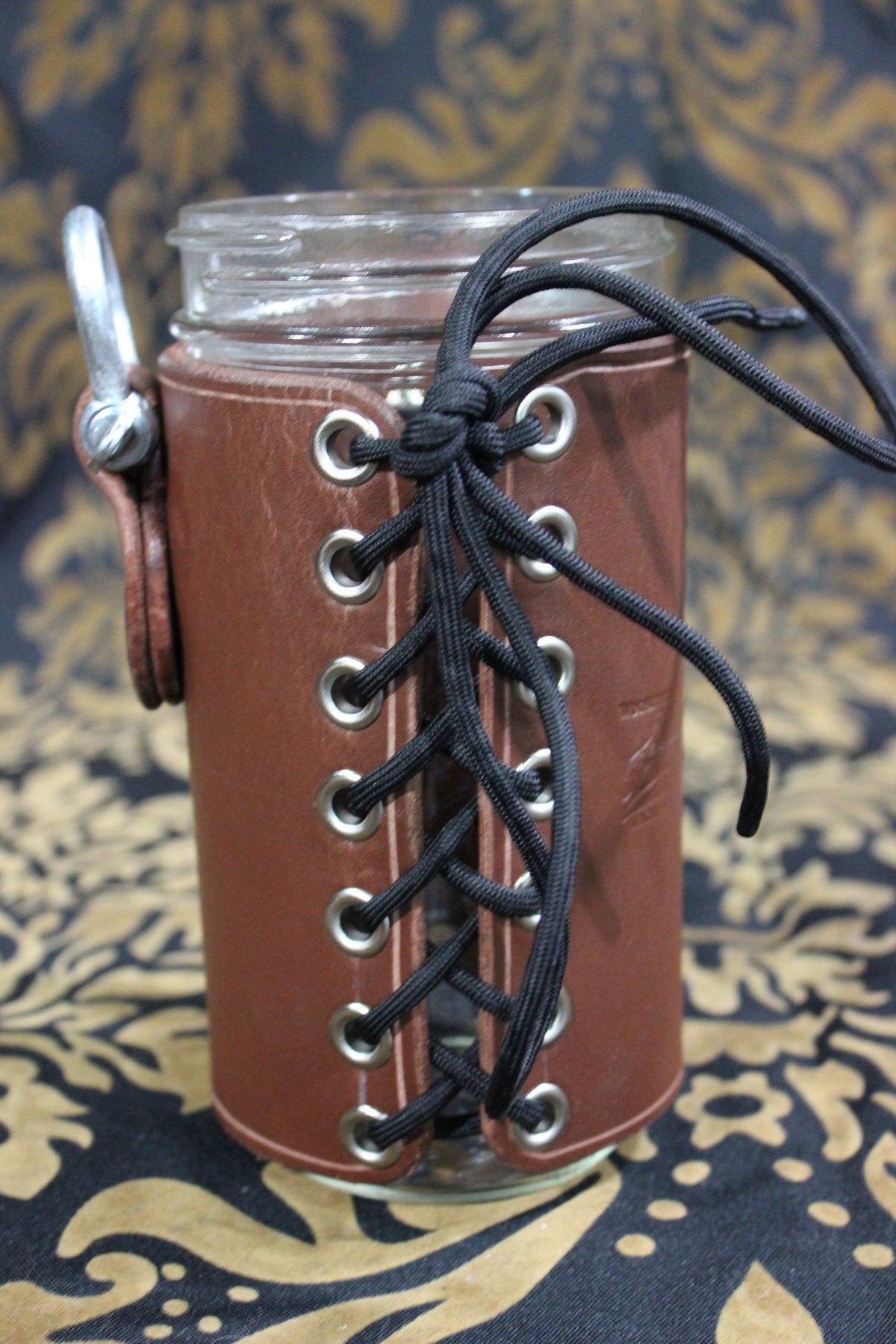 Leather wrapped mason jar mugs - view 4