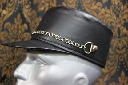 European style Kepi hat in black leather - view 3