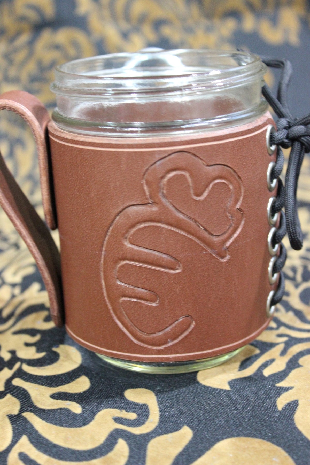Leather wrapped mason jar mugs - view 2
