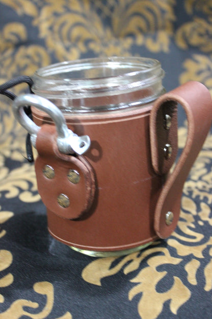 Leather wrapped mason jar mugs - view 3