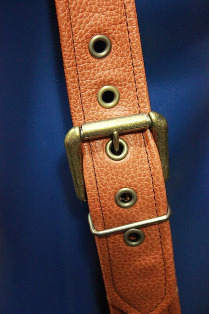 Handmade Brown Leather Suspenders, Antique Brass Hardware, Custom Fit! - view 4