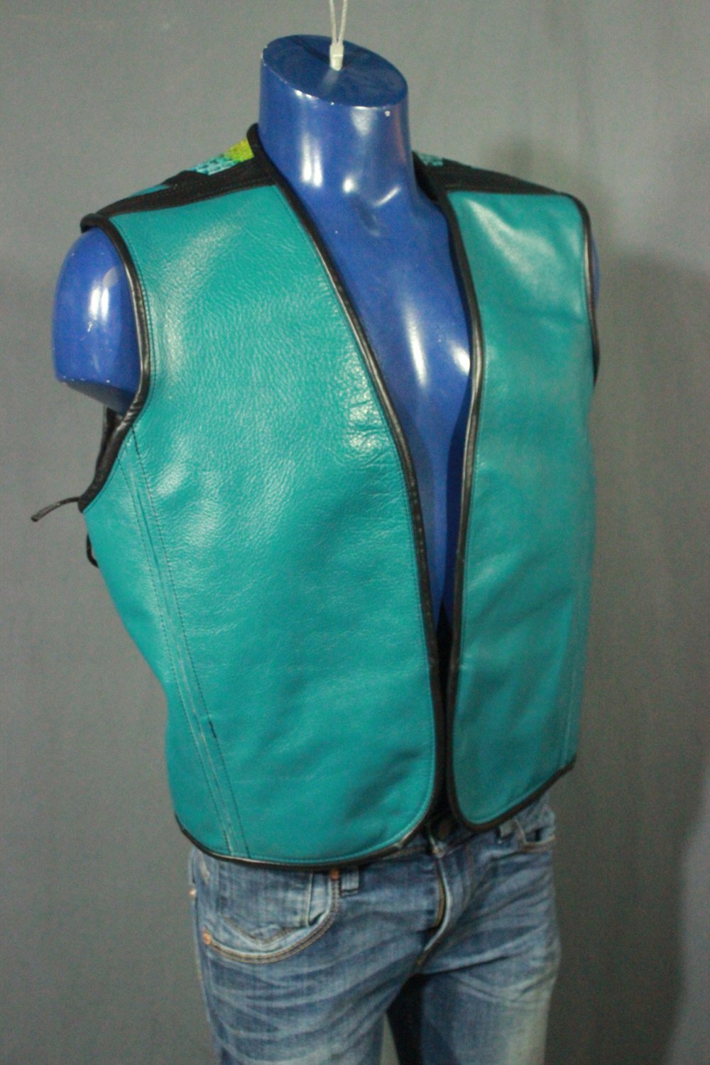 AMAZING Turquoise and Rainbow Python Leather Vest - view 3