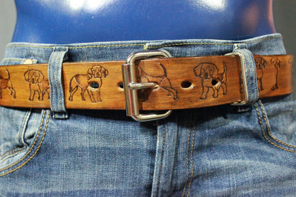 Embossed Puppy Pattern Belt - front view