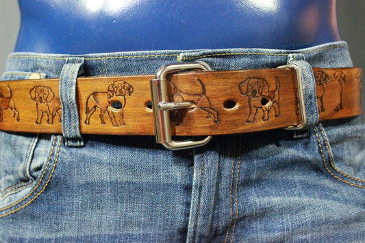 Embossed Puppy Pattern Belt - front view