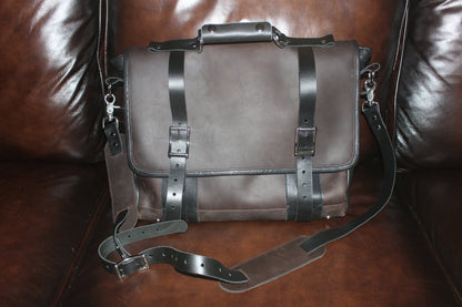 Our Finest Messenger bag! Stone OIL Tanned Leather Hand Made to Last a Lifetime! Luscious Chocolate! - front view