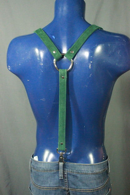 Green Suede Leather Suspenders - view 5