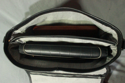 Our Finest Messenger bag! Stone OIL Tanned Leather Hand Made to Last a Lifetime! Midnight Black - view 4
