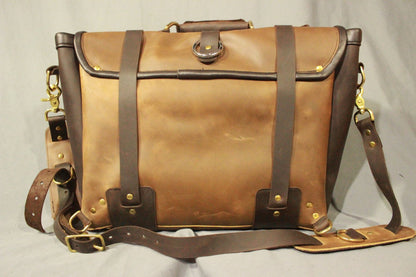 Our Finest Messenger bag! Stone OIL Tanned Leather Hand Made to Last a Lifetime! English Cognac! - view 4