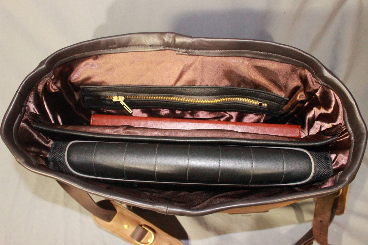 Our Finest Messenger bag! Stone OIL Tanned Leather Hand Made to Last a Lifetime! English Cognac! - view 5