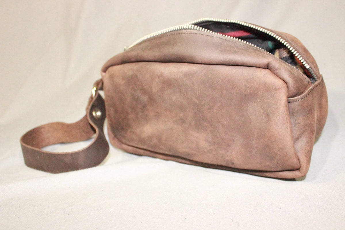 Our Dopp kit in the finest chocolate brown leather! - view 2