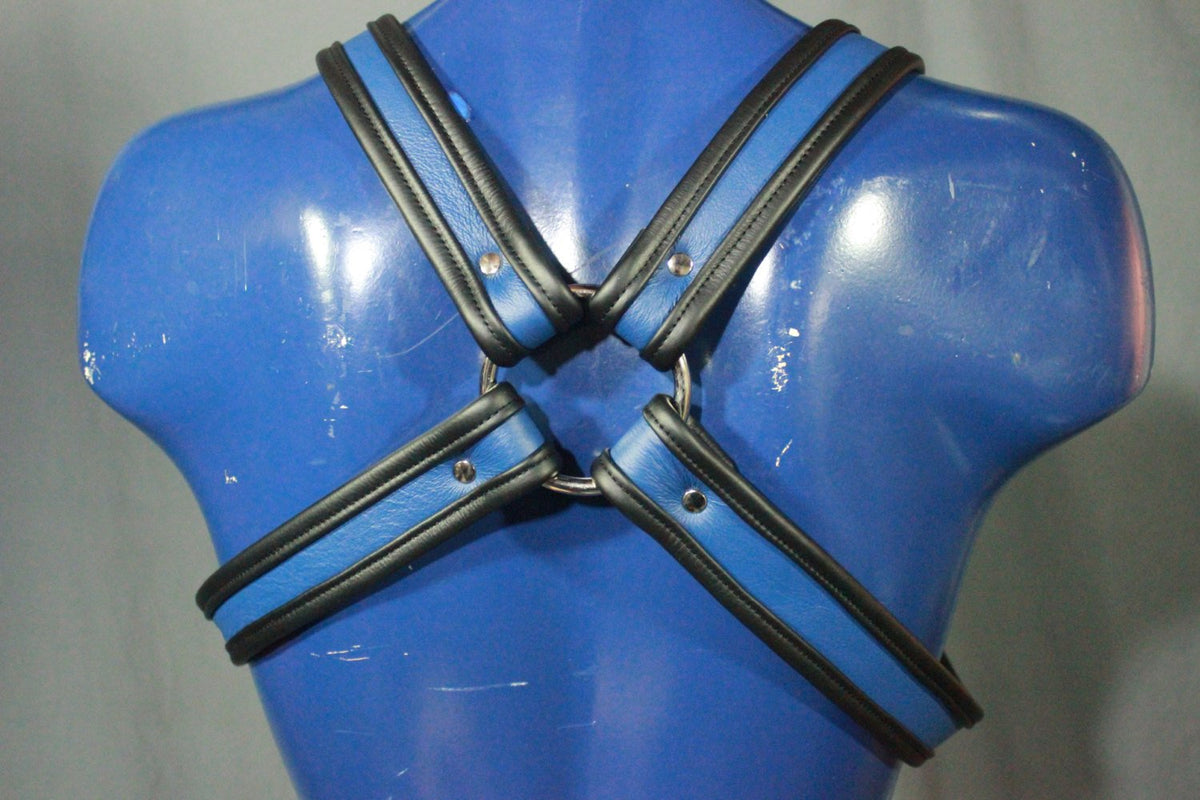 Blue and Black Bulldog Harness with removable backpiece. Two items in one! - view 4
