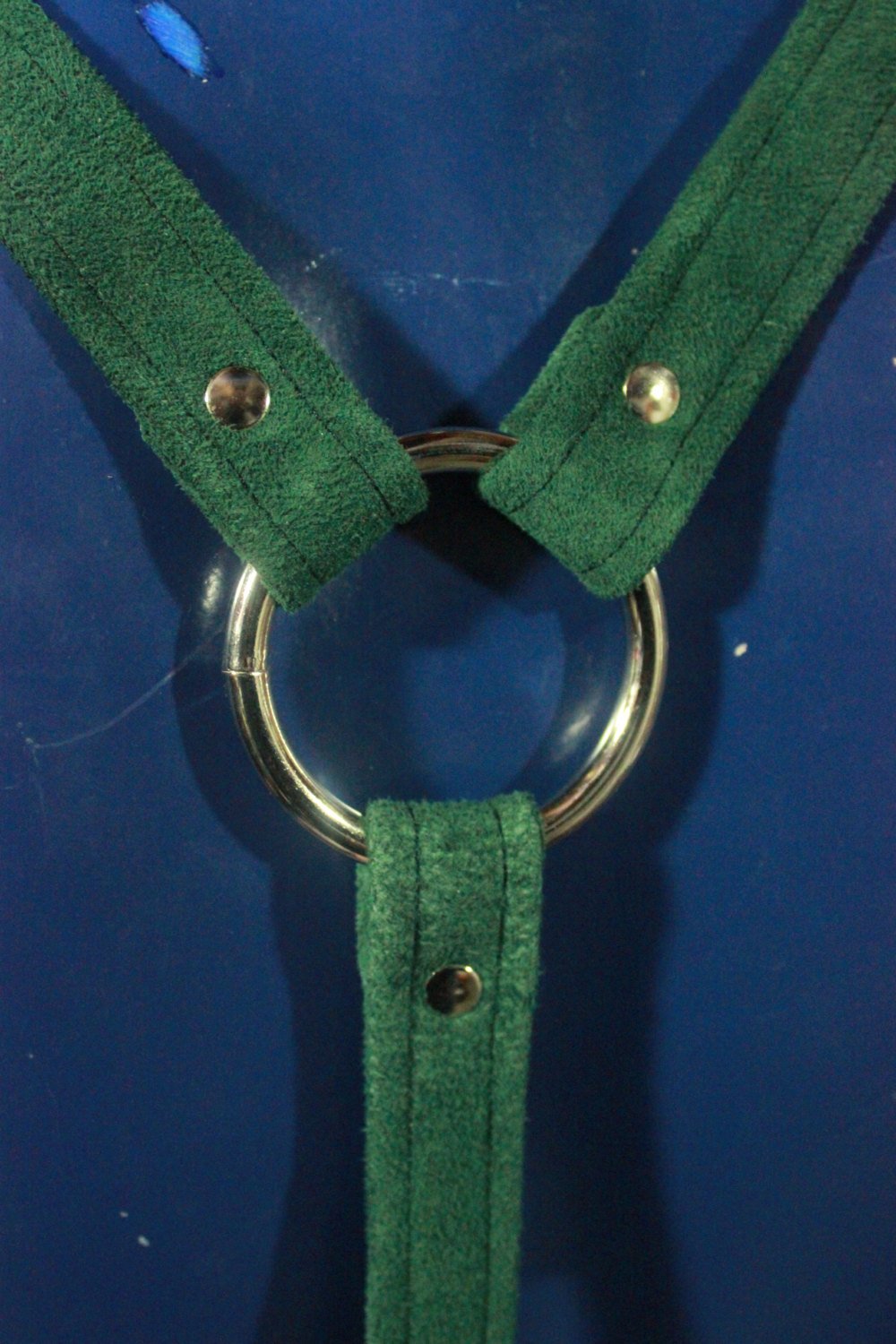 Green Suede Leather Suspenders - view 4