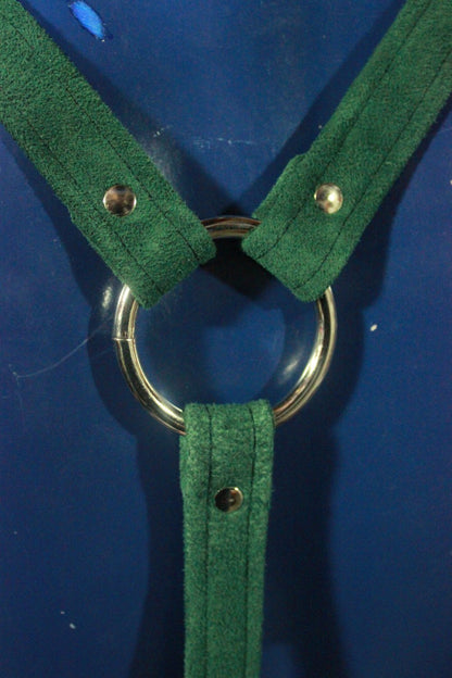 Green Suede Leather Suspenders - view 4