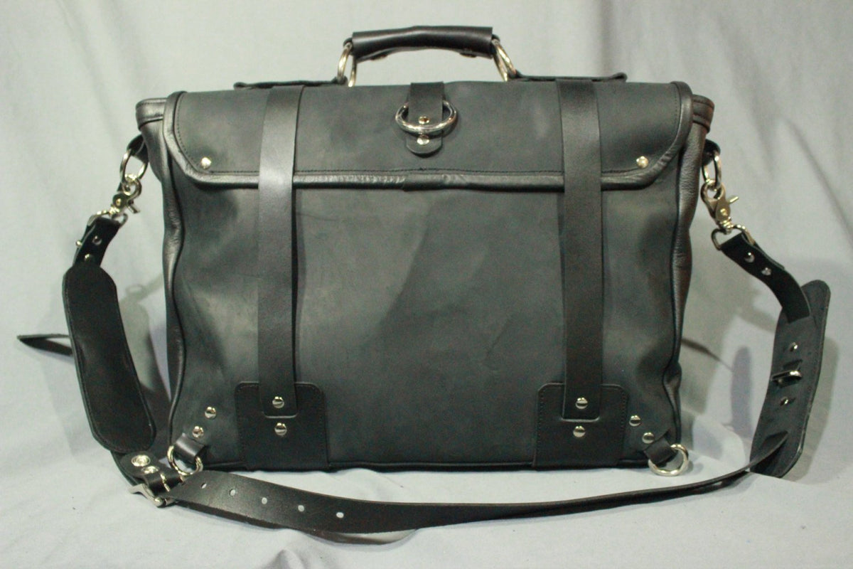 Our Finest Messenger bag! Stone OIL Tanned Leather Hand Made to Last a Lifetime! Midnight Black - view 5