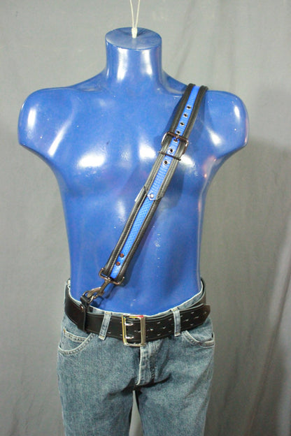 Fantastic Blue Snake Sam Browne belt with Gunmetal Hardware - view 2