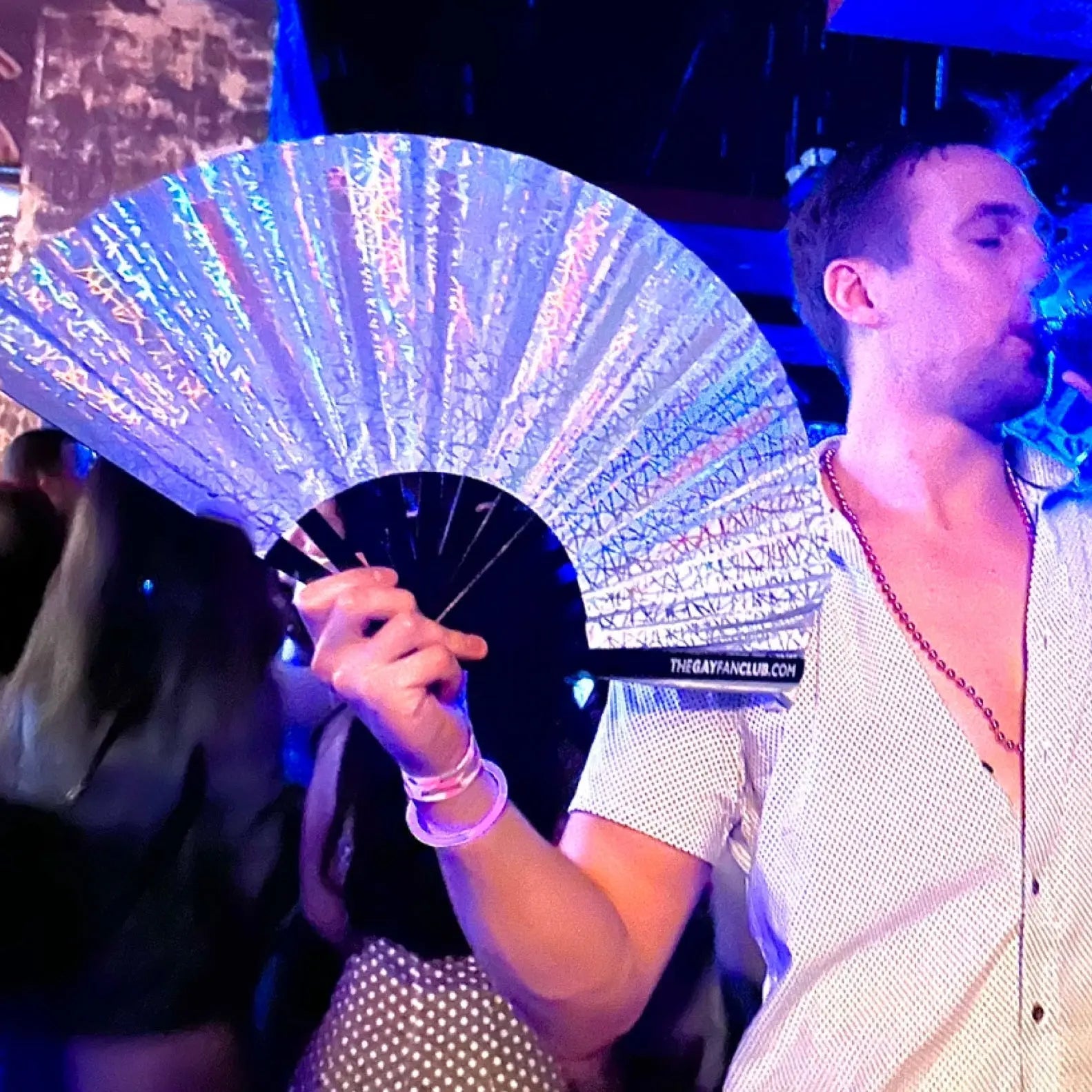 Discoteca Metallic Reflective Hand Fan