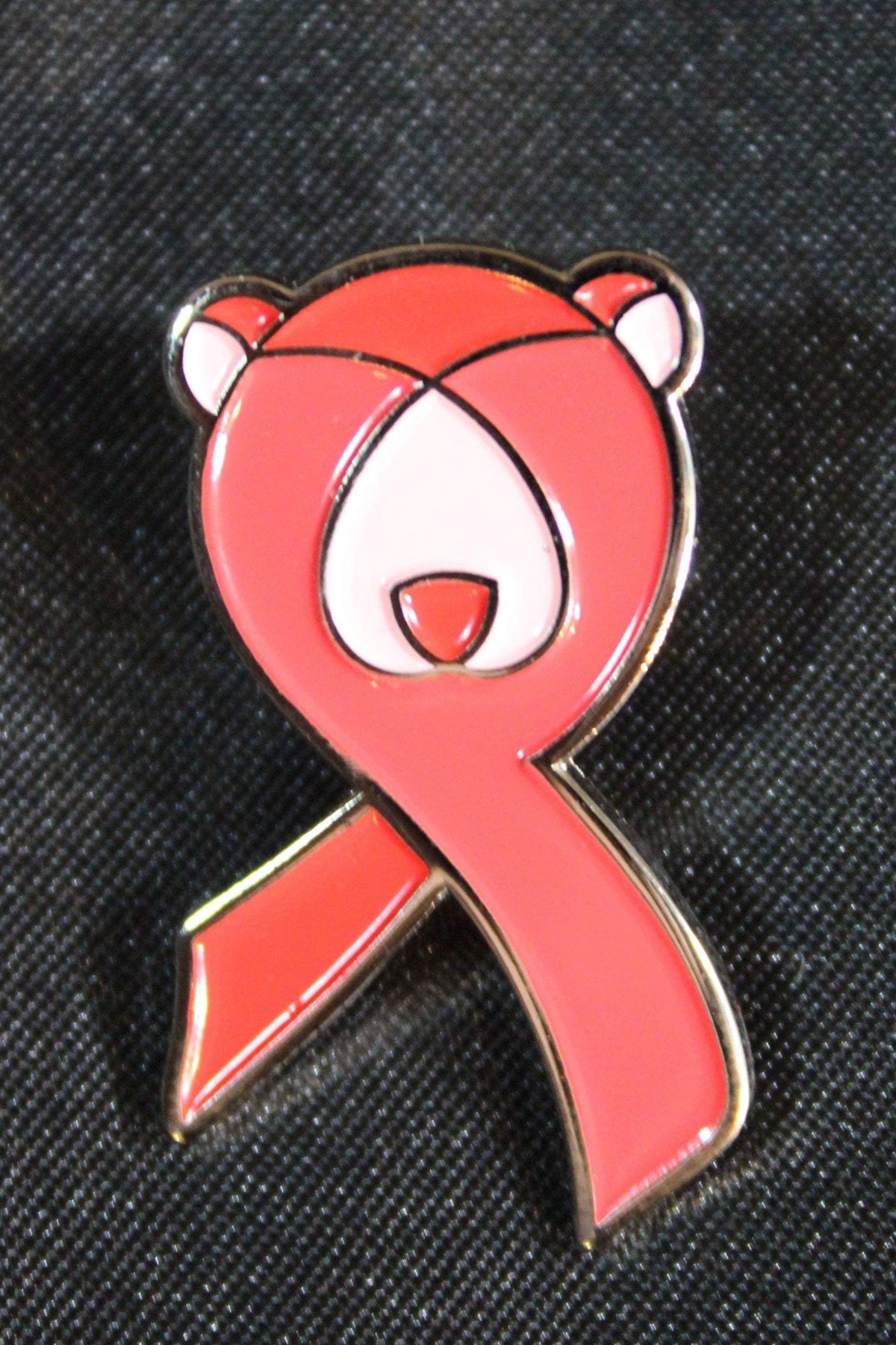 Bear Ribbon Pin - front view