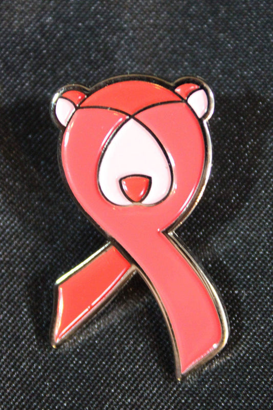Bear Ribbon Pin - front view