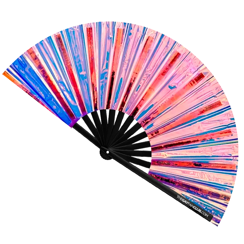 Iridescent Holographic Hand Fan