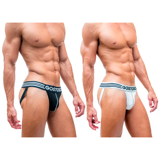 Gostoso Varsity Cotton Jockstrap -2-pack Black & White pair Underwear