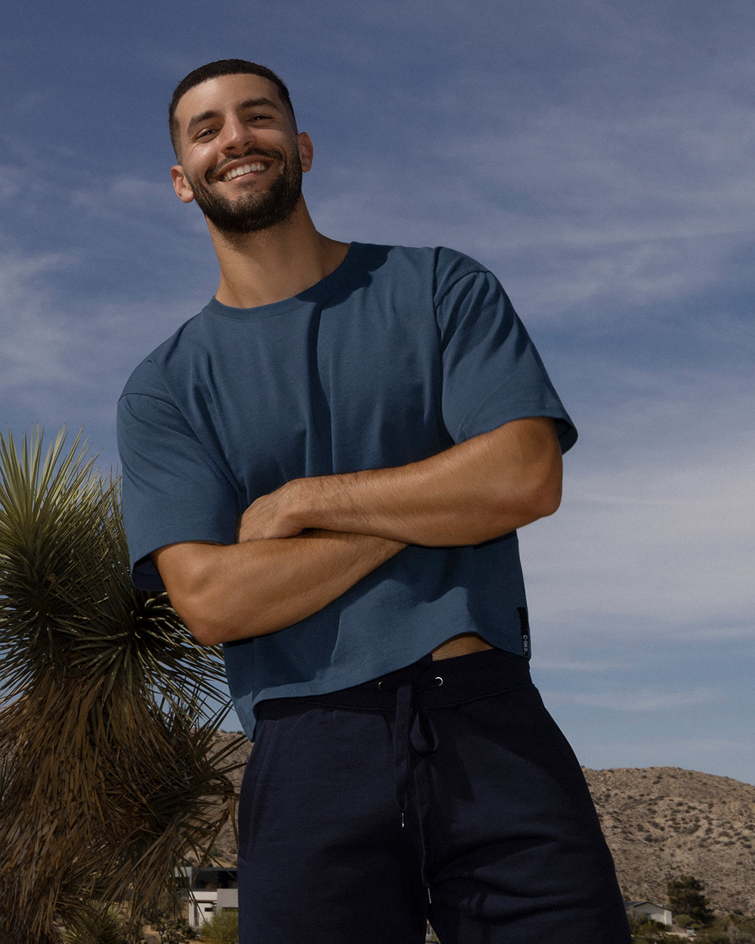 Mid Weight Cropped Boxy T-Shirt Denim Blue - view 5