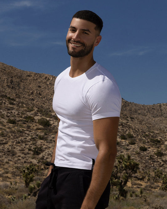 Mid Weight Cropped Fitted T-Shirt White - front view