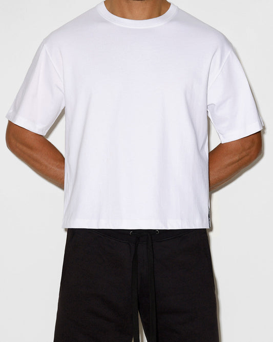 Mid Weight Cropped Boxy T-Shirt White - front view