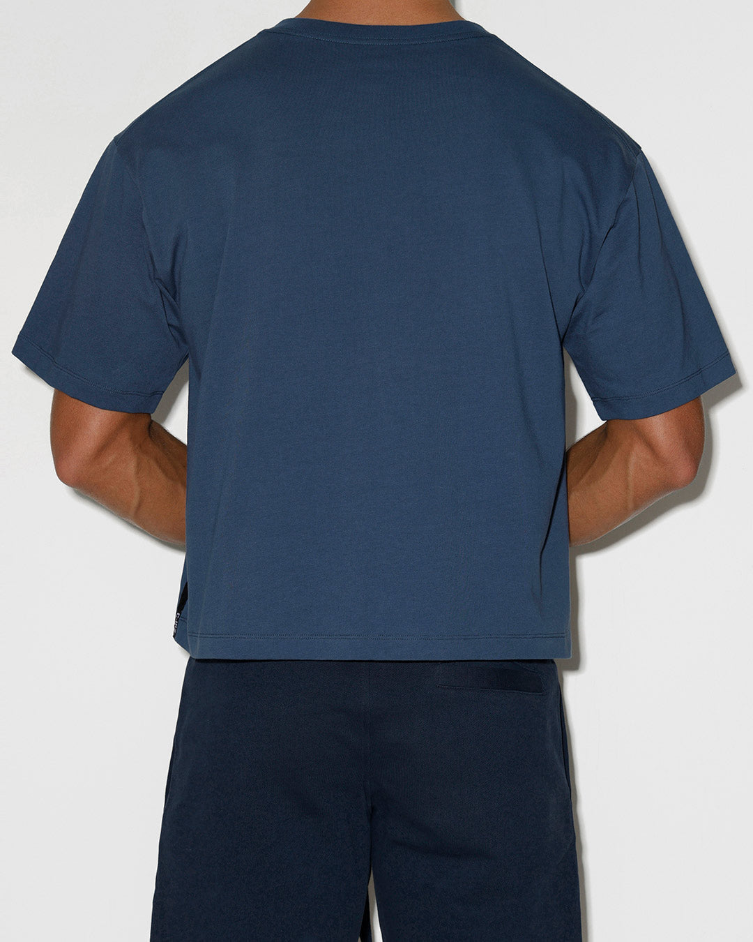 Mid Weight Cropped Boxy T-Shirt Denim Blue - view 3