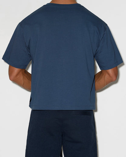 Mid Weight Cropped Boxy T-Shirt Denim Blue - view 3