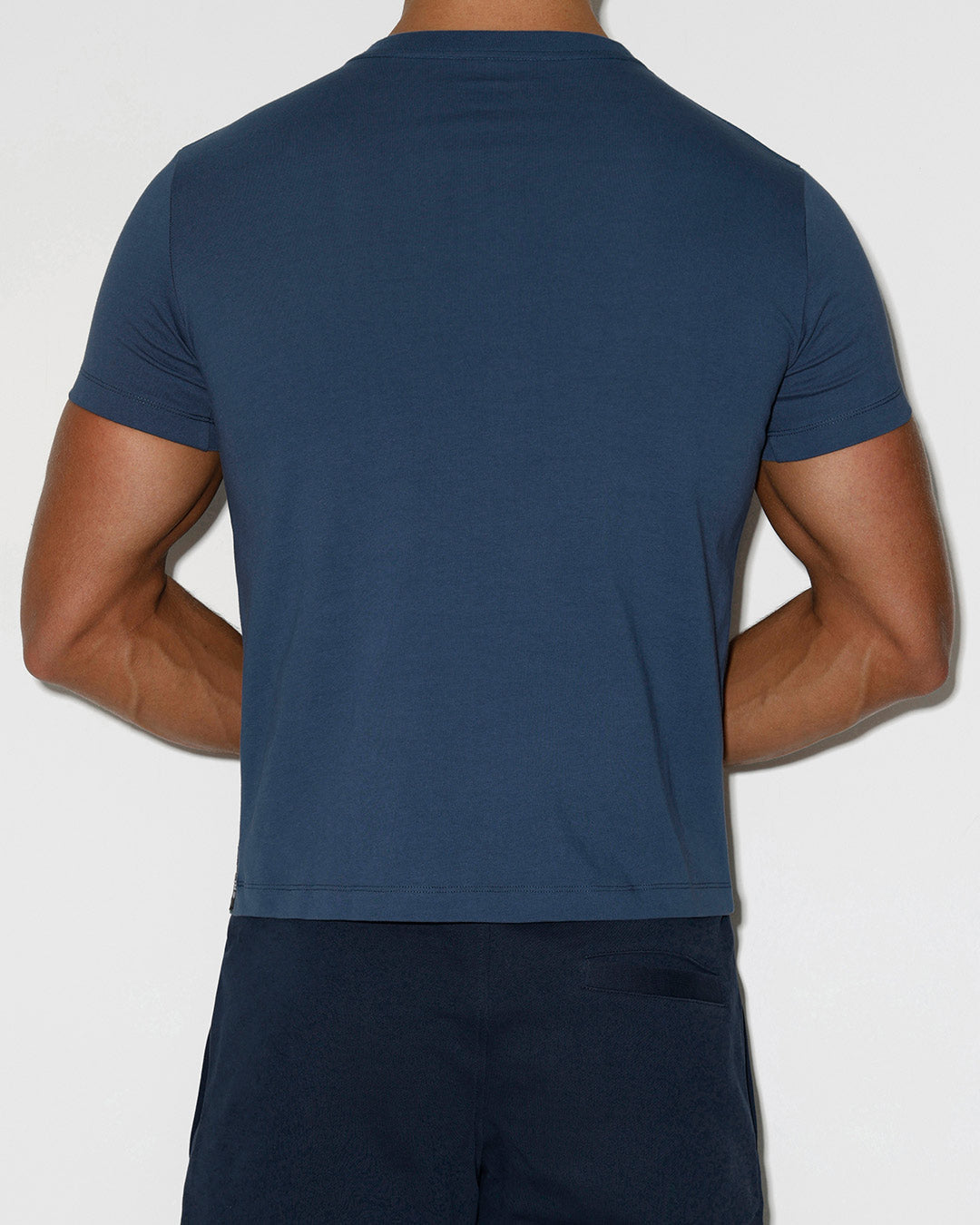 Mid Weight Cropped Fitted T-Shirt Denim Blue - view 2