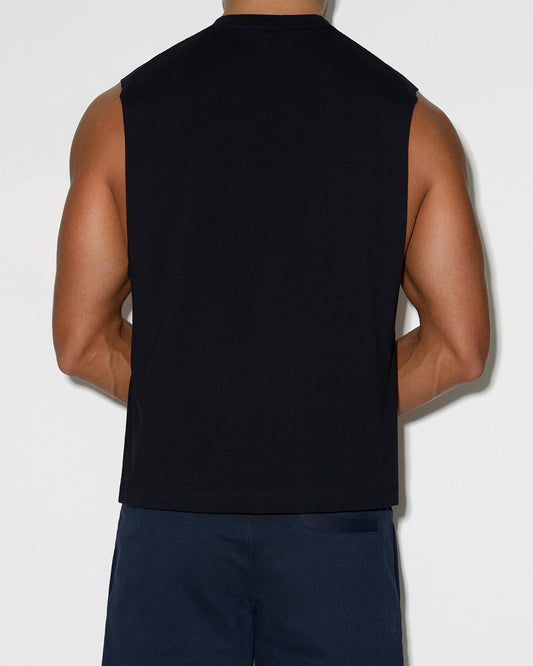 Mid Weight Cropped Sleeveless Black Tank Top - view 2