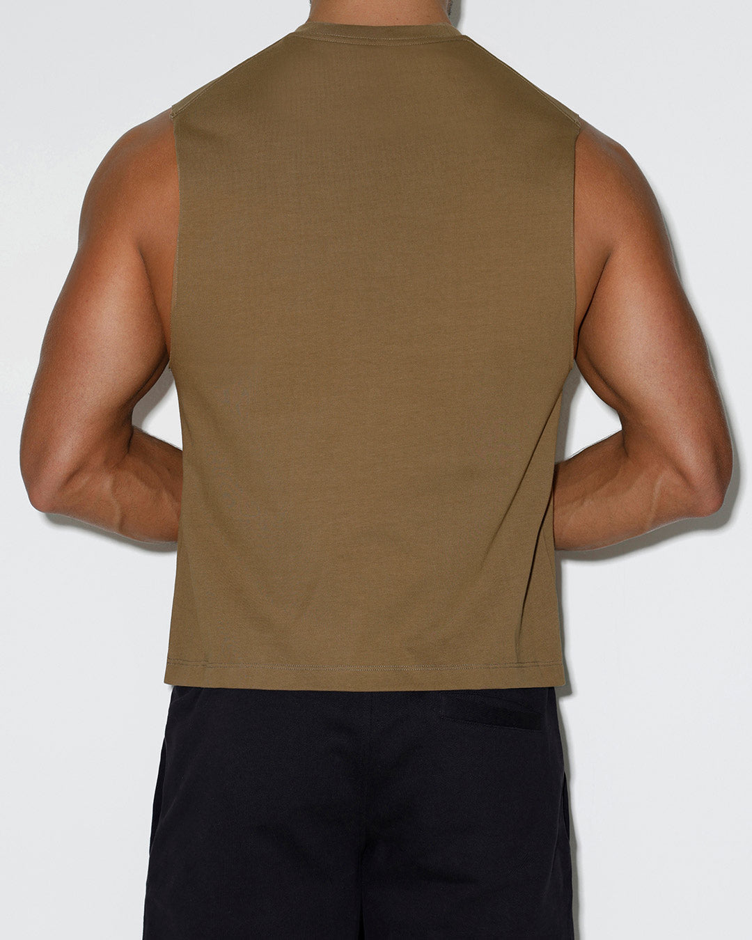 Mid Weight Cropped Sleeveless Dark Nude Tank Top - view 2