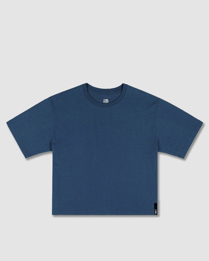 Mid Weight Cropped Boxy T-Shirt Denim Blue - view 6