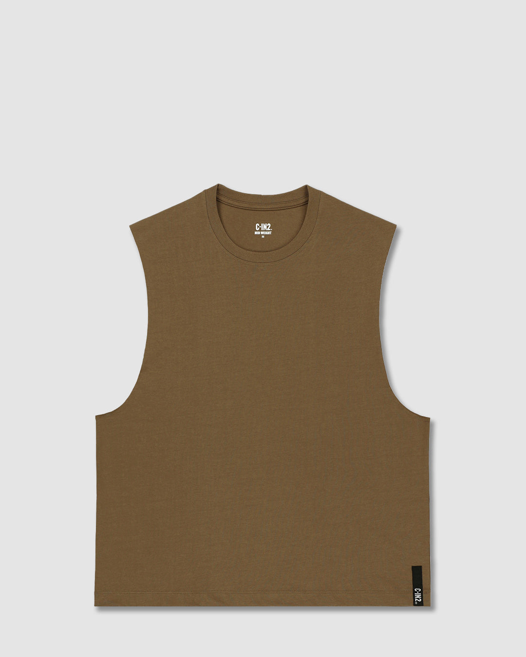 Mid Weight Cropped Sleeveless Dark Nude Tank Top - view 3