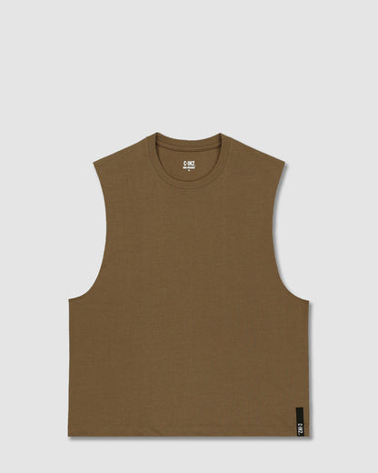 Mid Weight Cropped Sleeveless Dark Nude Tank Top - view 3