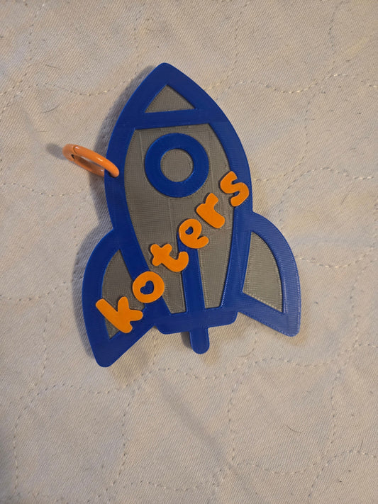 Rocketship, Ducky, Keychain / Bag Tag - Colorful Identity Bag Charm - view 1