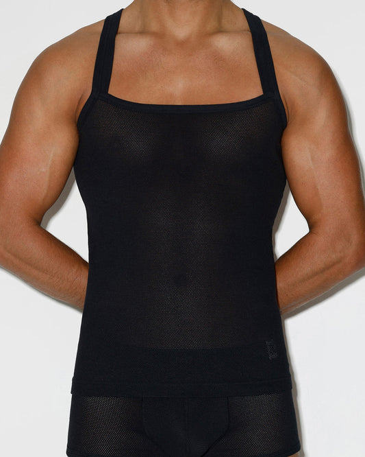 Rough Knit Tank Black - front view
