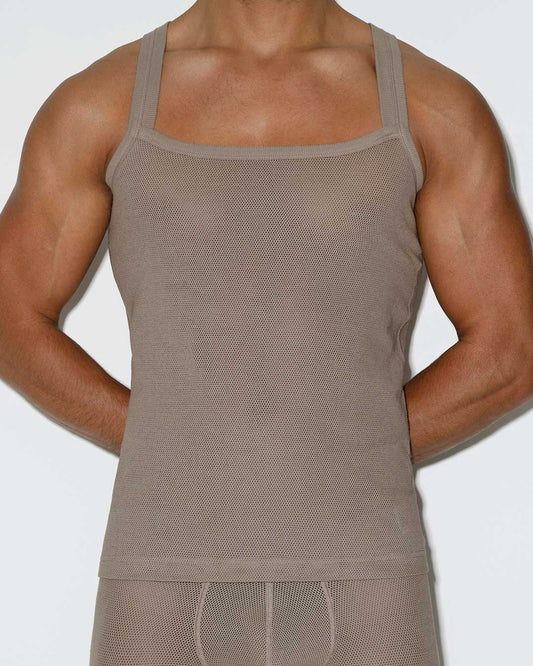 Rough Knit Tank Sardinia Tan - front view
